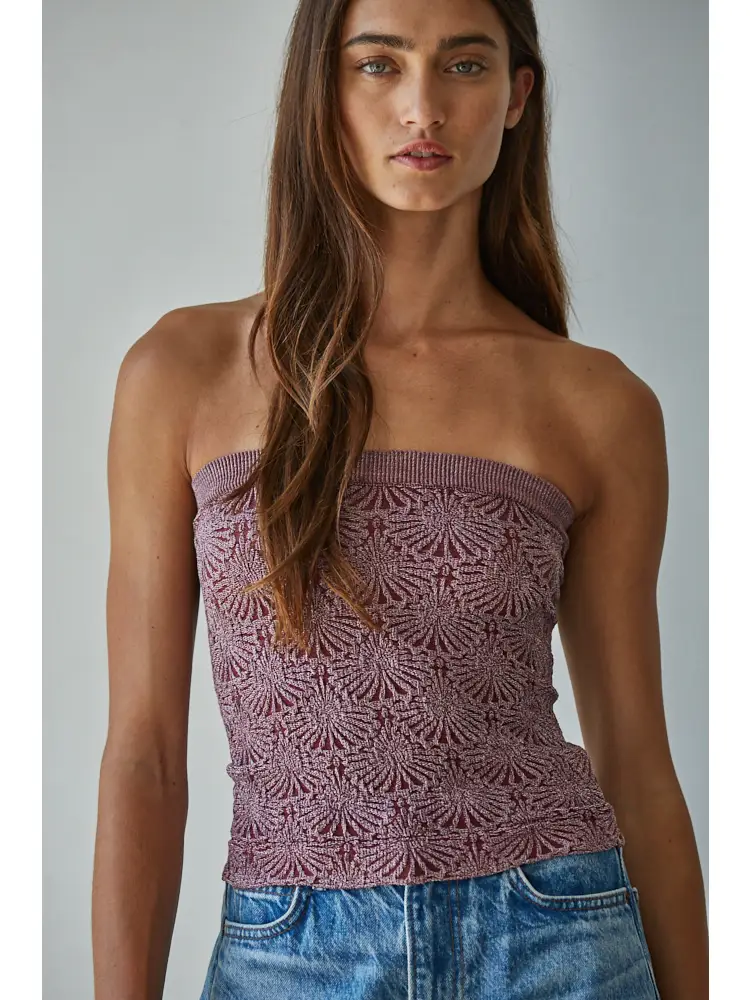 Wine Knit Spandex Seamless Tube Top