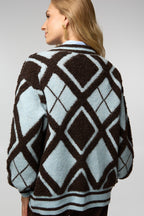 Saachi Open Argyle Knit Cardigan