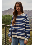 Knit Cotton Striped Crew Neck