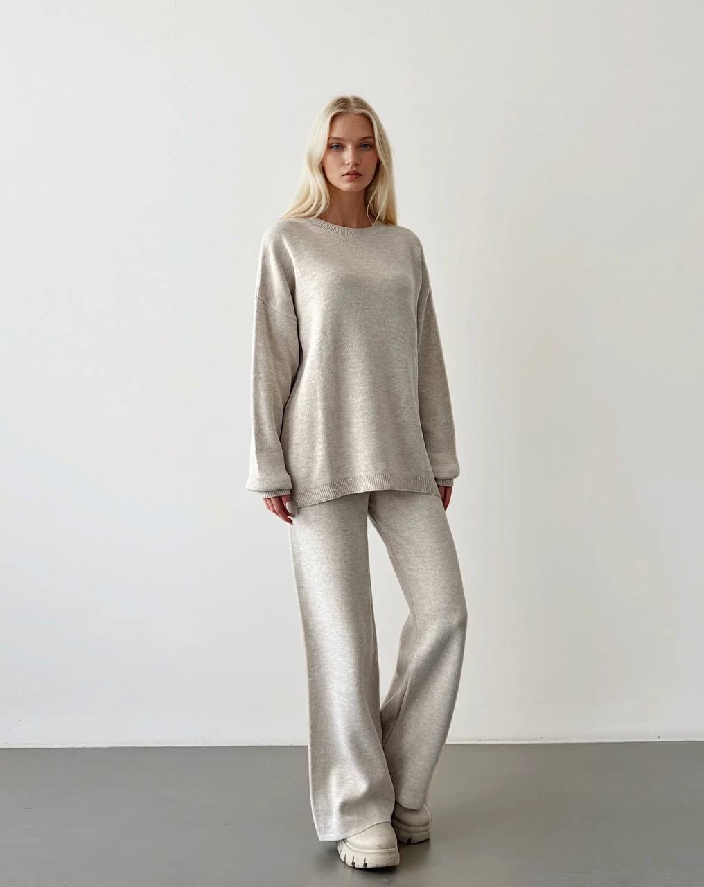 Knit Crew Neck Cozy Set