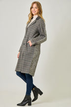 Mystree Mixed Media Long Coat