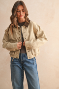 Miou Muse Collar Contrasted Utility Jacket
