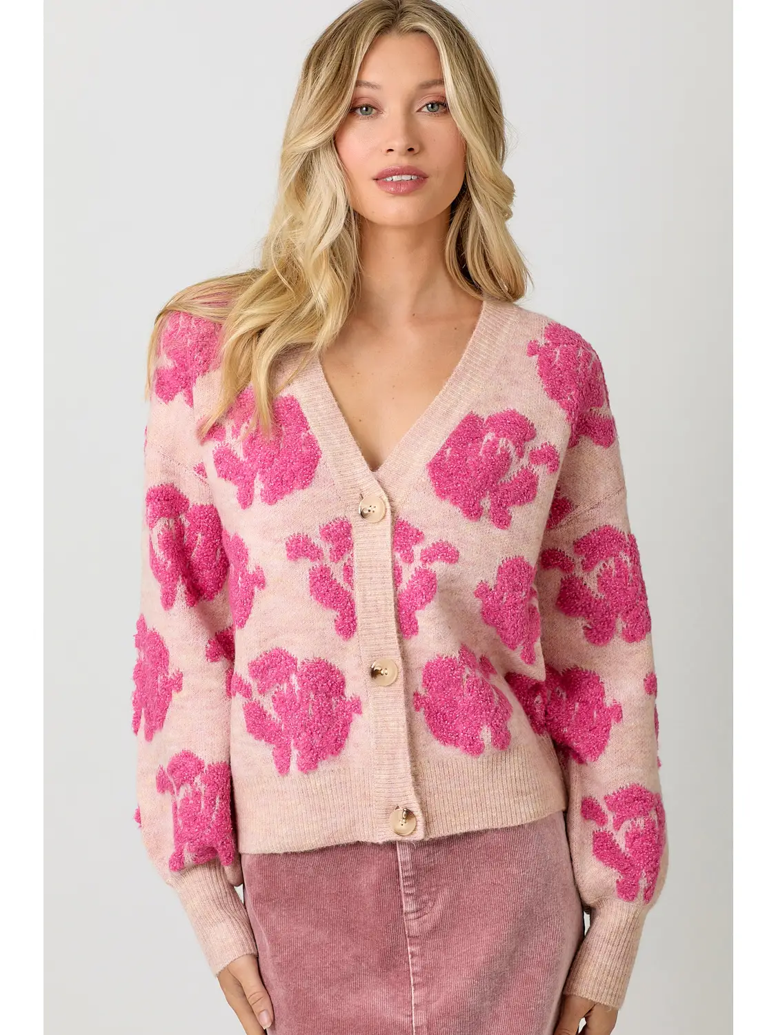 Mystree Floral Button Down Cardigan
