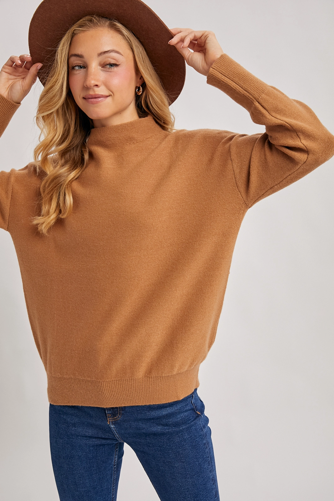 Funnel Neck Knit Sweater