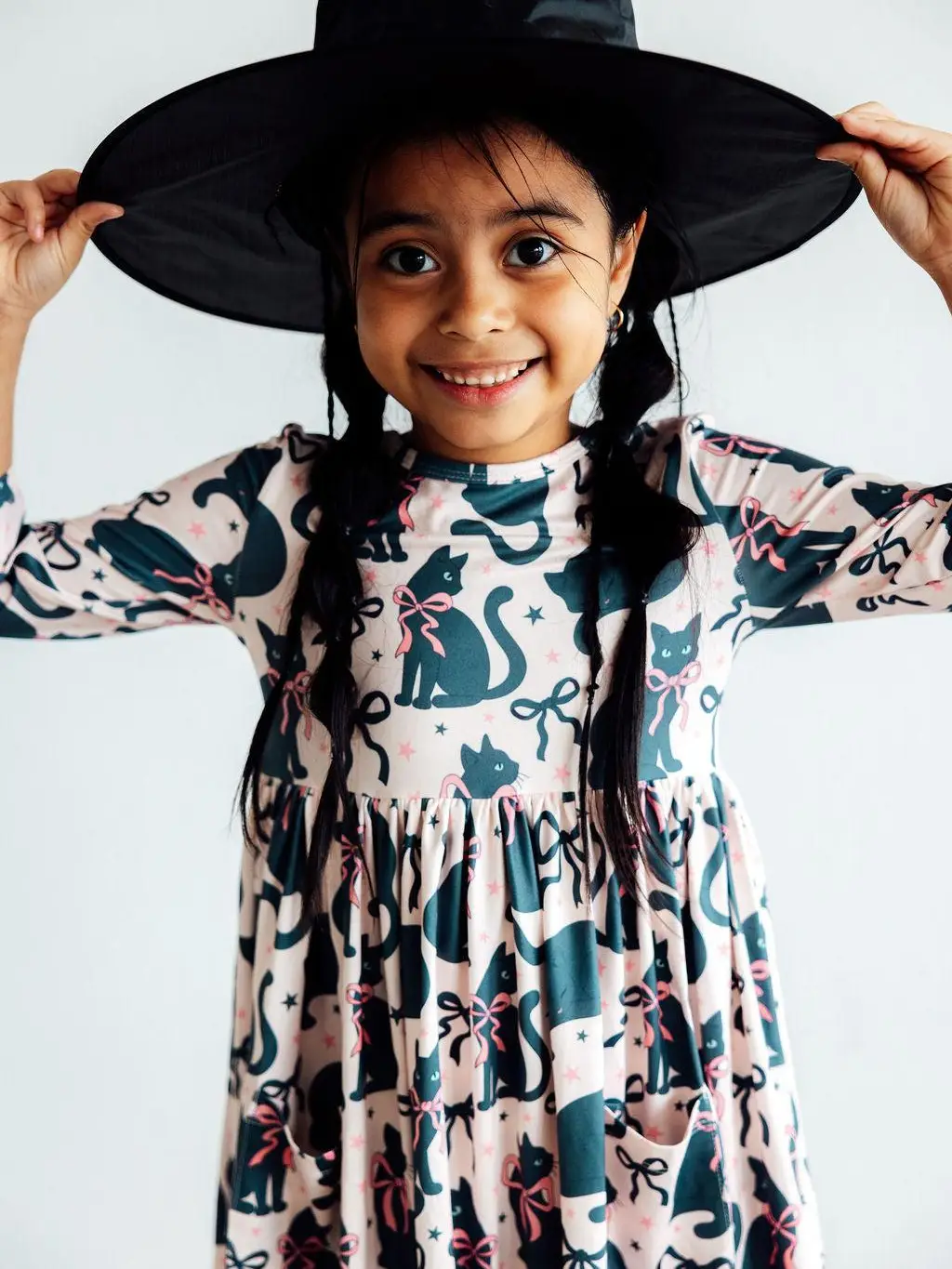 Hocus Purr-cus 3/4 Sleeve Pocket Twirl Dress