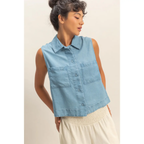 Sleeveless Button Up Top