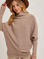 Slouch Neck Dolman Sleeved Pullover Latte