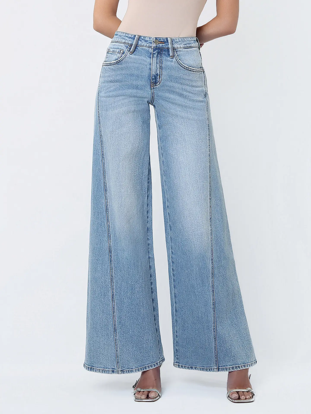 Flying Monkey Mid Rise Palazzo Twisted Seam Jeans