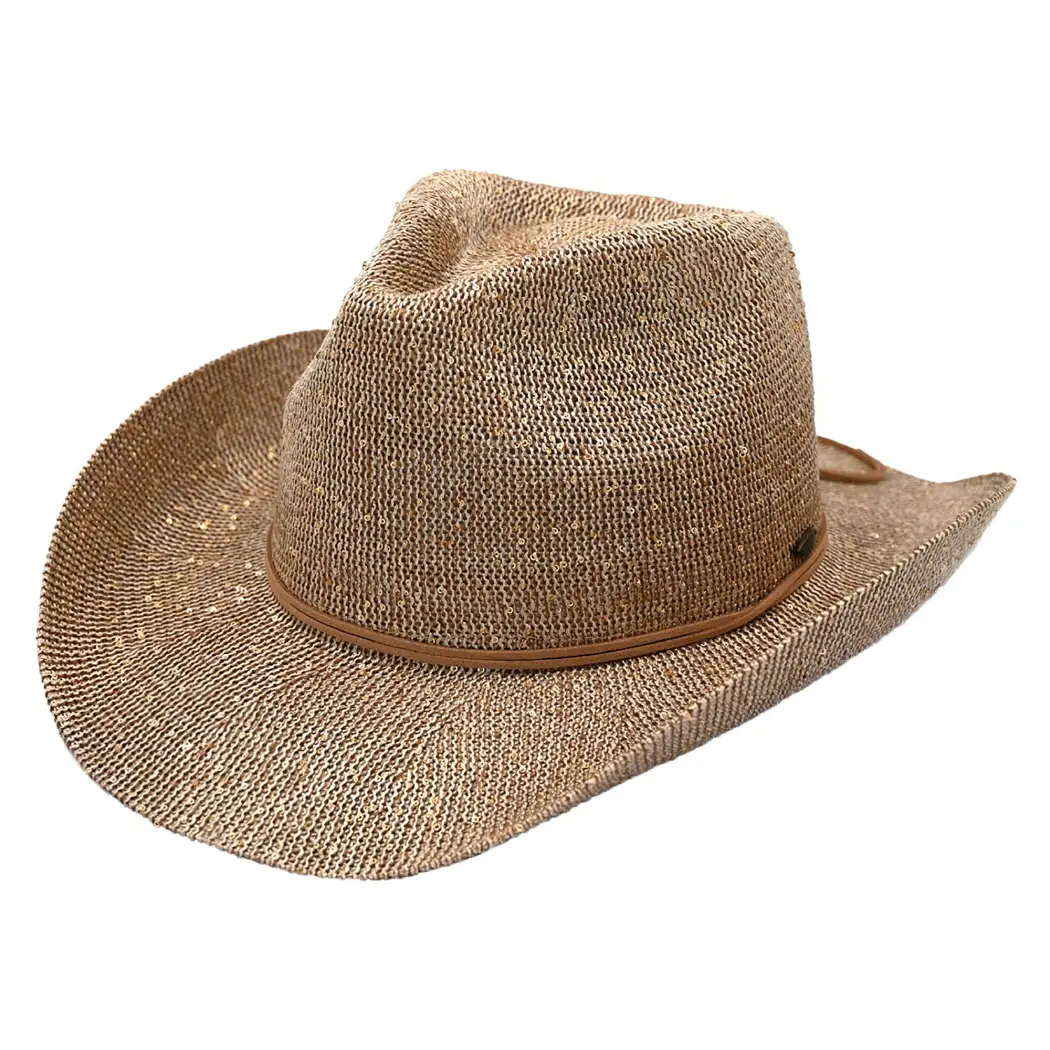 Sequin Cowboy Hat with Suede String