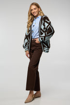 Saachi Open Argyle Knit Cardigan