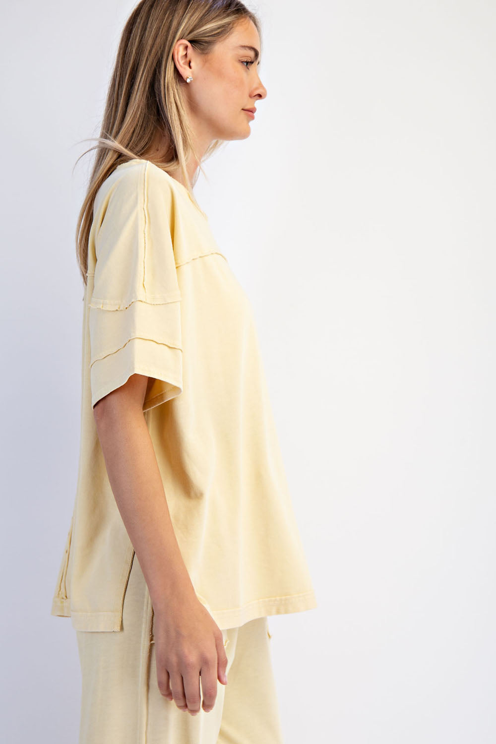 Mineral Washed Cotton Short Sleeve Top