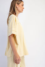 Mineral Washed Cotton Short Sleeve Top