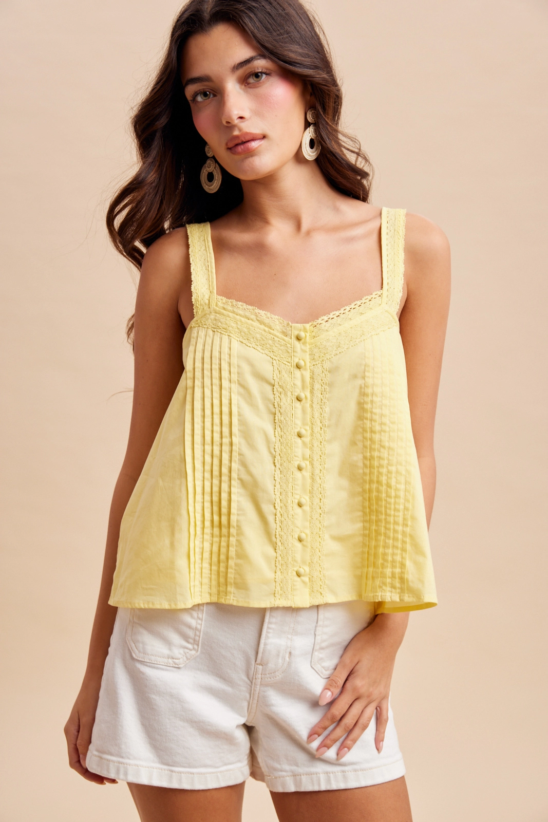 Cotton Pintuck Lace Top