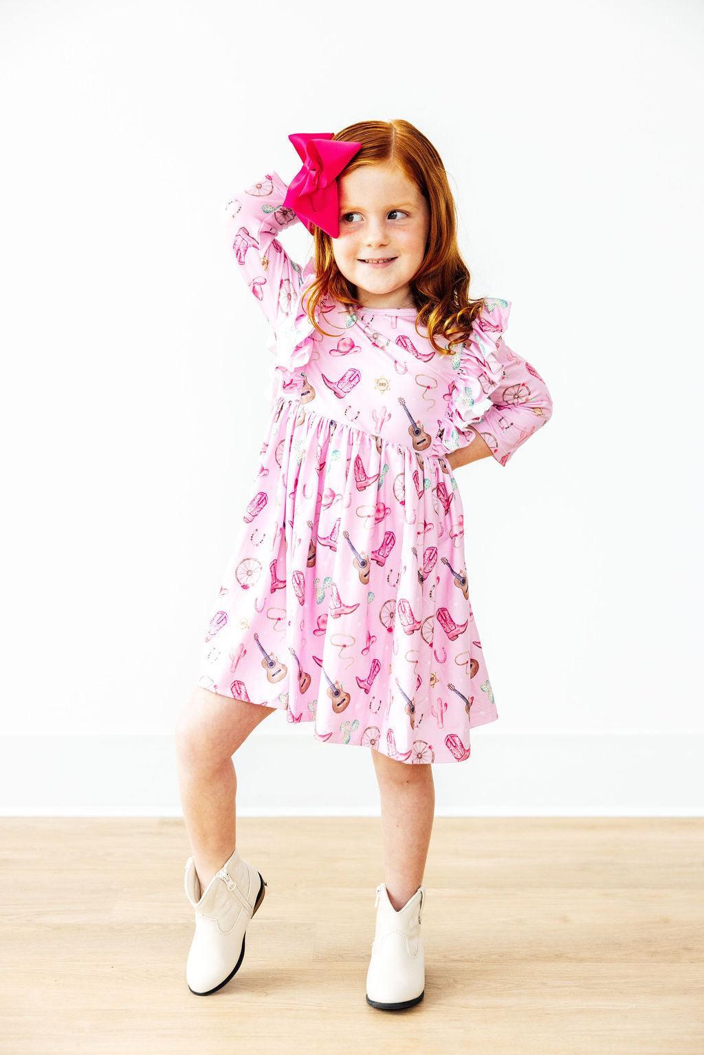 Mila & Rose Boot Scootin' 3/4 Sleeve Ruffle Twirl Dress