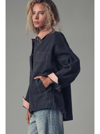 Contrast Collar Oversized Corduroy Jacket