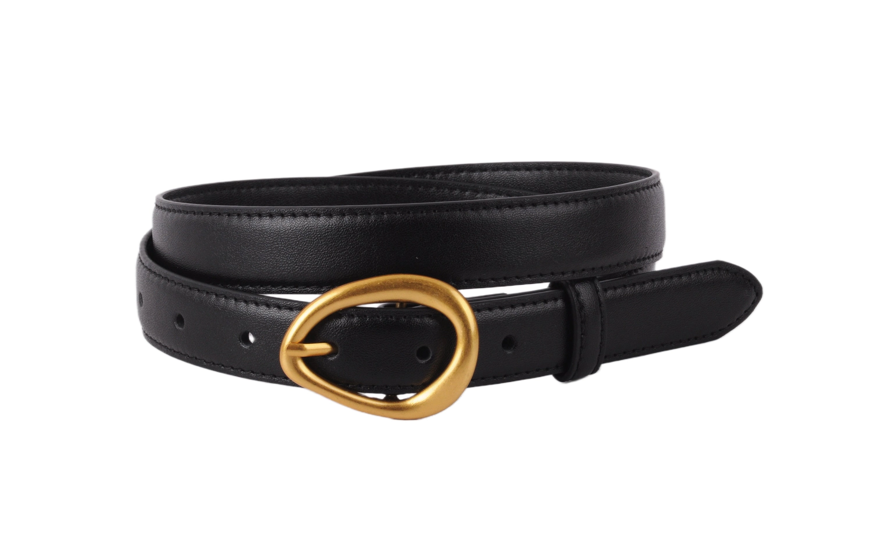 Leather Belt with Asymmetrical Buckle
