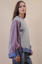 Plus Size Oversized Striped Casual Knit Top