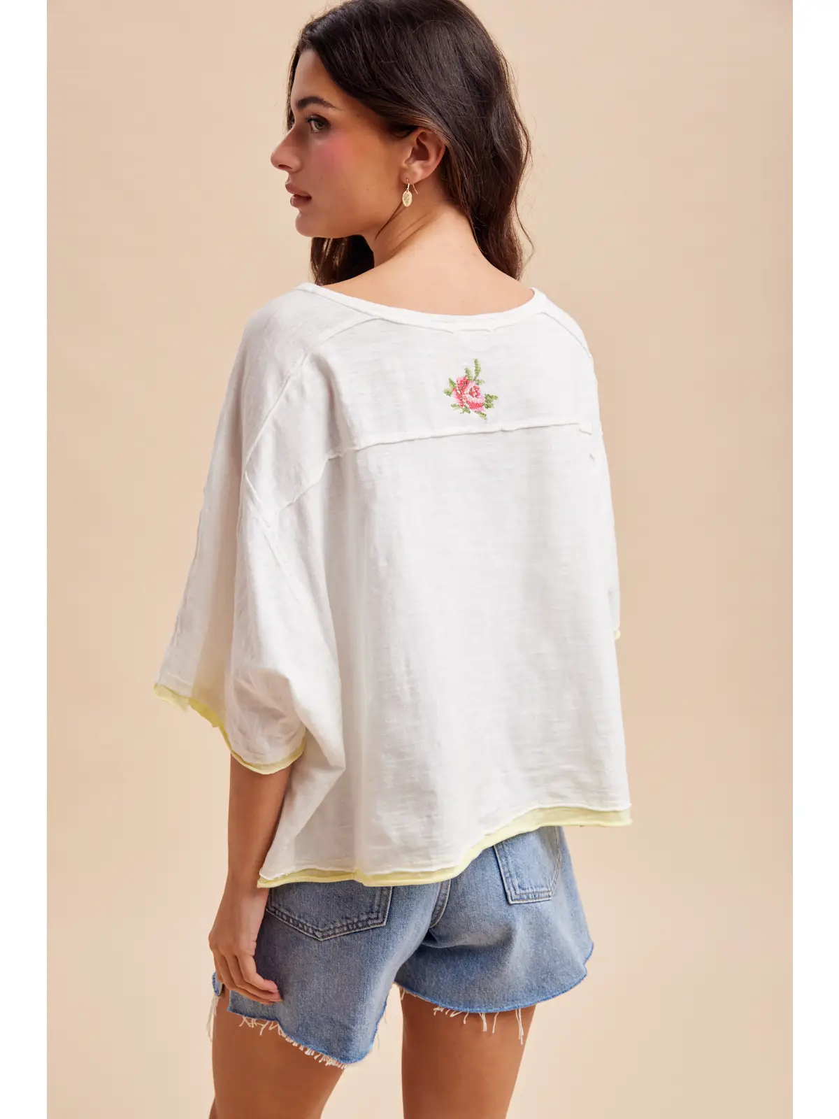 Cross Stitched Floral Embroidered Tee